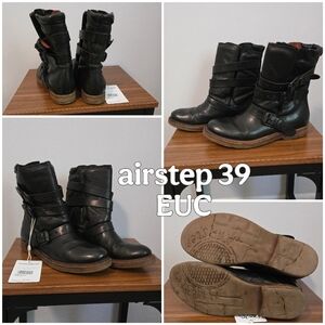 Airstep AS98 Black Leather Moto Boots